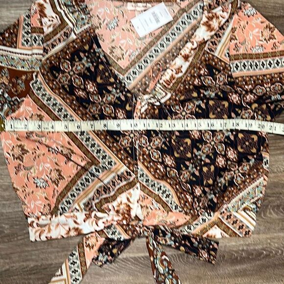 Willow & Root tie front blouse hippie boho blouse L - Picture 8 of 11